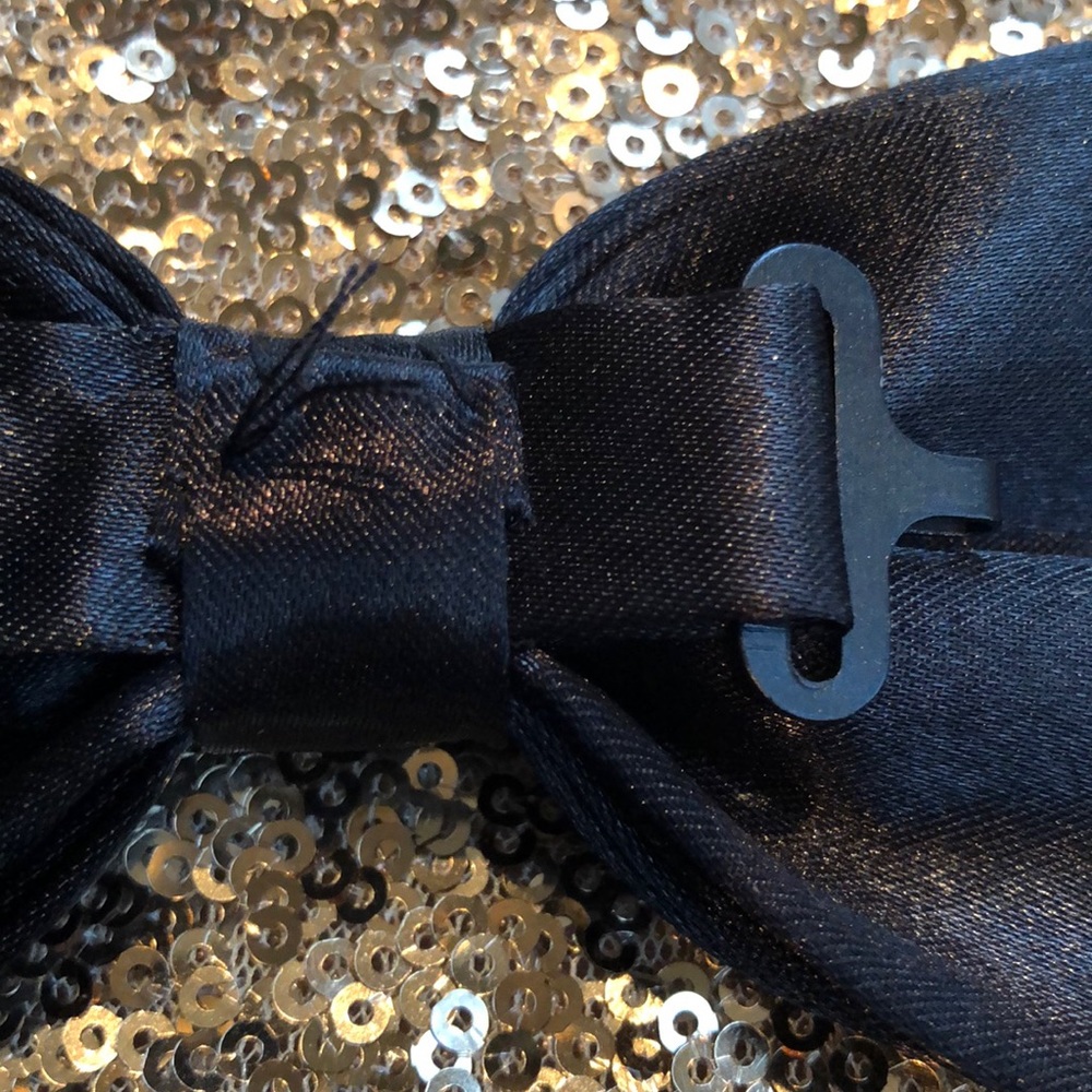 NWOT black formal  satin bowtie, pre-tied - Picture 11 of 14